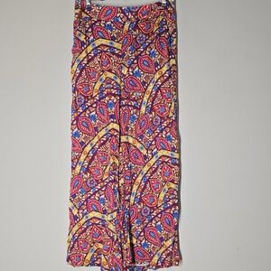Christian Siriano NY Wide Leg Boho Pants S Red Floral Paisley Festival NWT